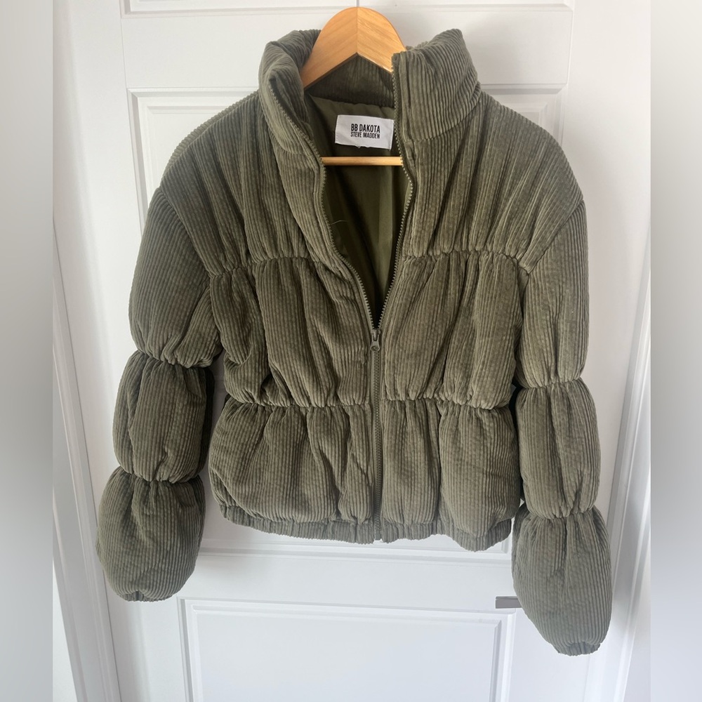 BB Dakota Khaki Green Quilted Corduroy Jacket